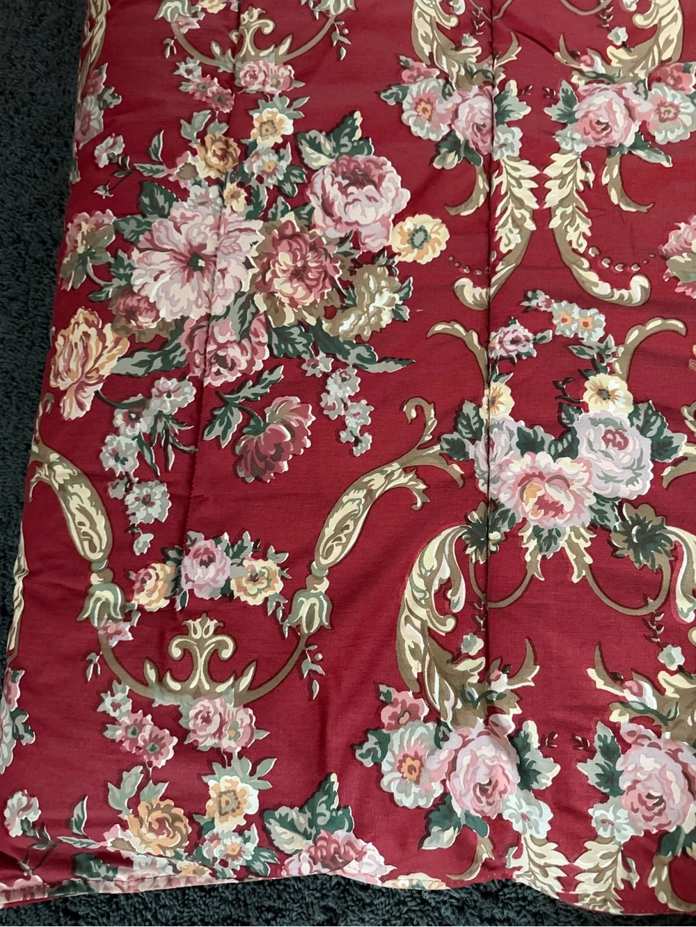Vintage Ralph Lauren Marseilles Danielle Red Floral Comforter Twin Excellent